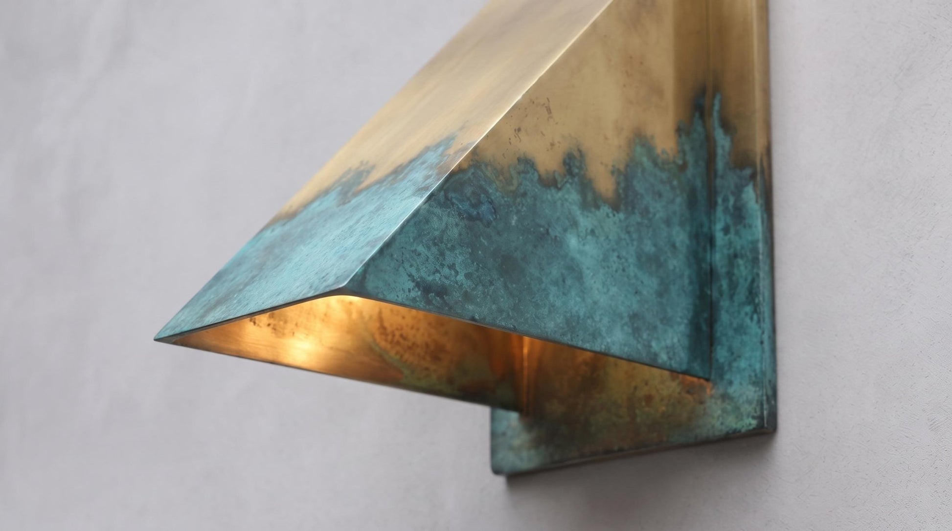 Brass Wall Sconce, Modern Triangle Wedge Wall Light, Solid Brass Indoor Outdoor Sconce, Geometric Entryway Hallway Wall Lamp Fixture - Mettlemix