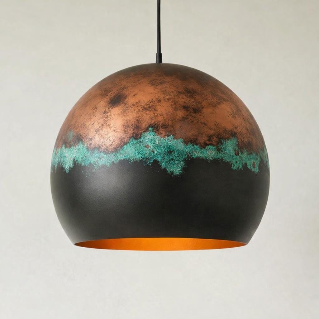 Copper Pendant Light, Modern Rustic Ceiling Lamp, Handmade 3 Tone Hanging Light, Farmhouse Kitchen Island Lighting - Mettlemix