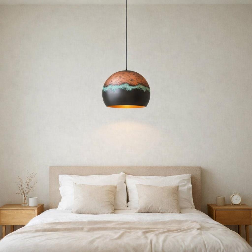 Copper Pendant Light, Modern Rustic Ceiling Lamp, Handmade 3 Tone Hanging Light, Farmhouse Kitchen Island Lighting - Mettlemix