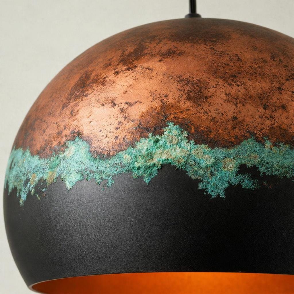 Copper Pendant Light, Modern Rustic Ceiling Lamp, Handmade 3 Tone Hanging Light, Farmhouse Kitchen Island Lighting - Mettlemix