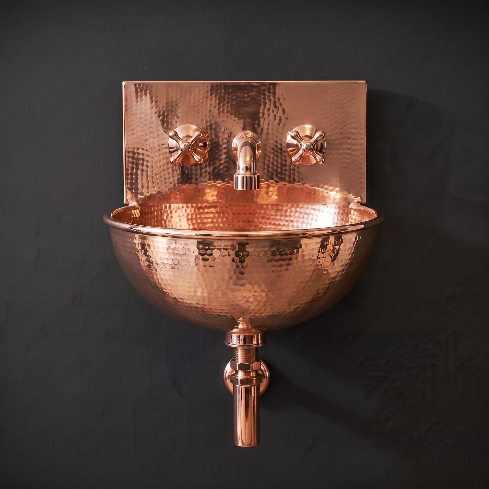 Copper sink a Wall Mount Sink for bathroom Handcrafted Rustic Bathroom Fixture copper sink with faucet bathroom - Mettlemix