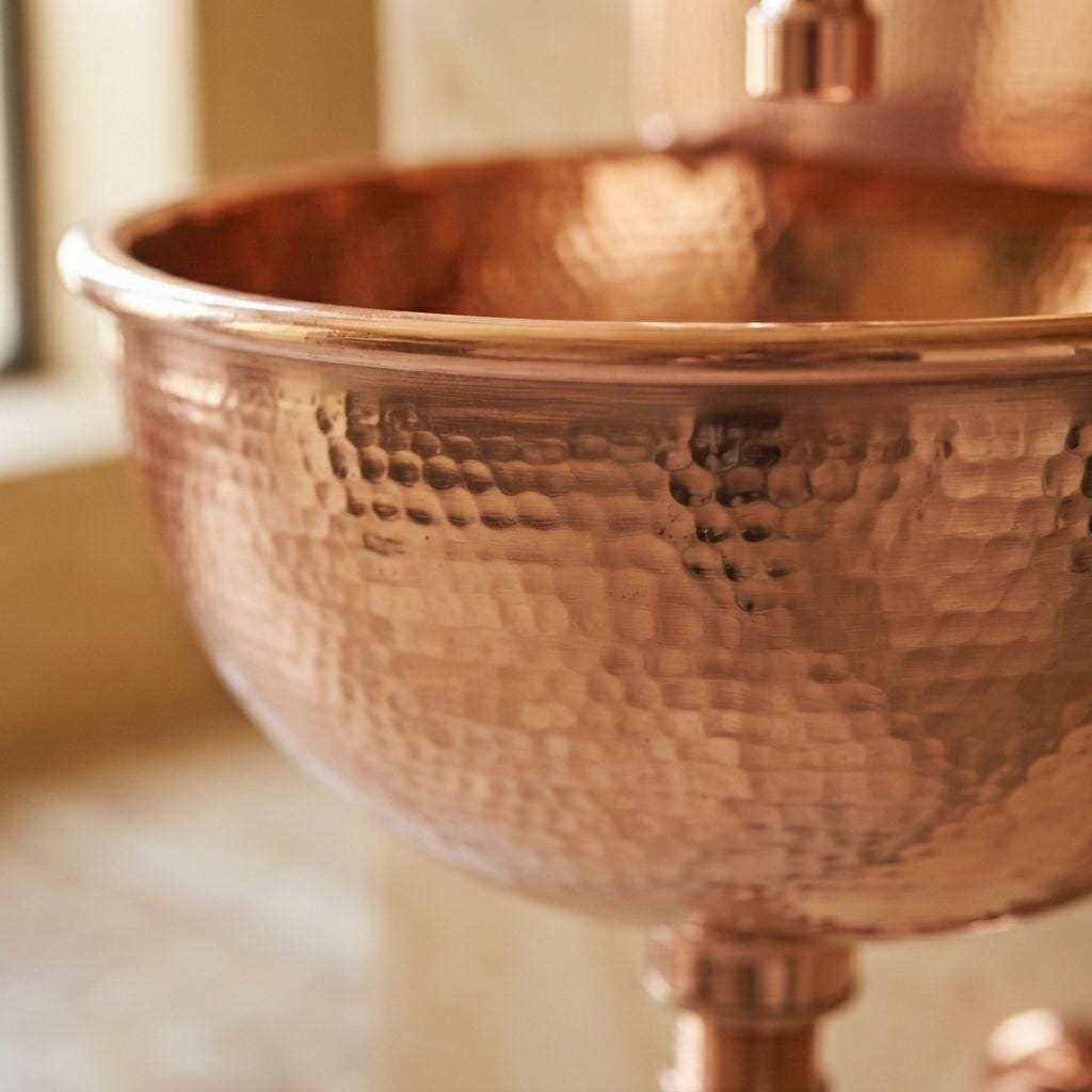 Copper sink a Wall Mount Sink for bathroom Handcrafted Rustic Bathroom Fixture copper sink with faucet bathroom - Mettlemix