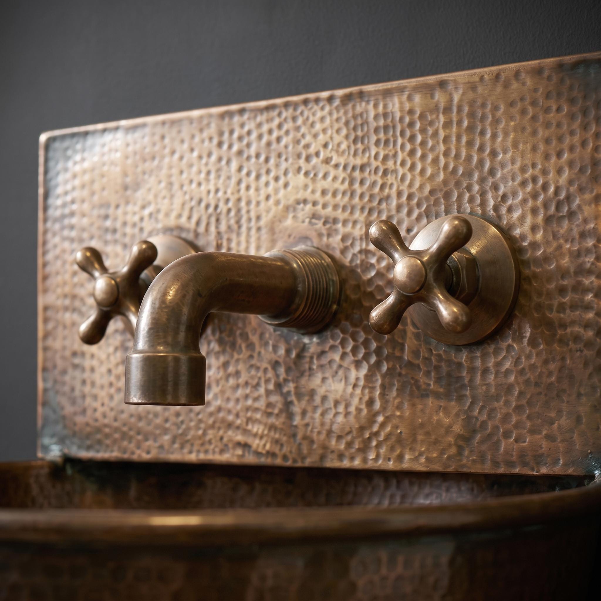 Copper sink aged Wall Mount Sink: Handcrafted Rustic Bathroom Fixture copper bathroom sink - Mettlemix