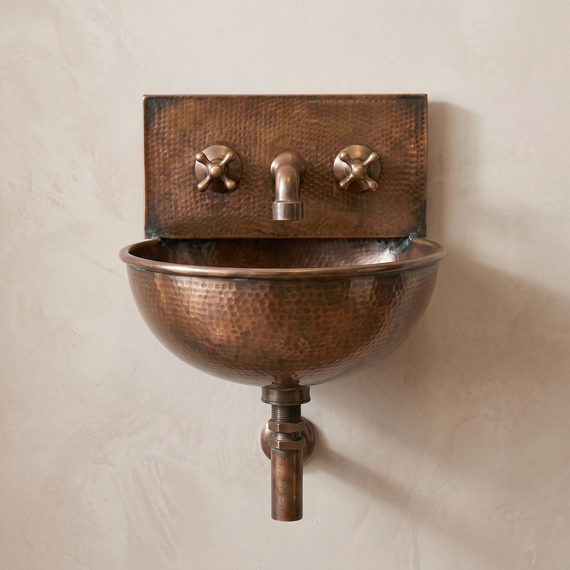 Copper sink aged Wall Mount Sink: Handcrafted Rustic Bathroom Fixture copper bathroom sink - Mettlemix