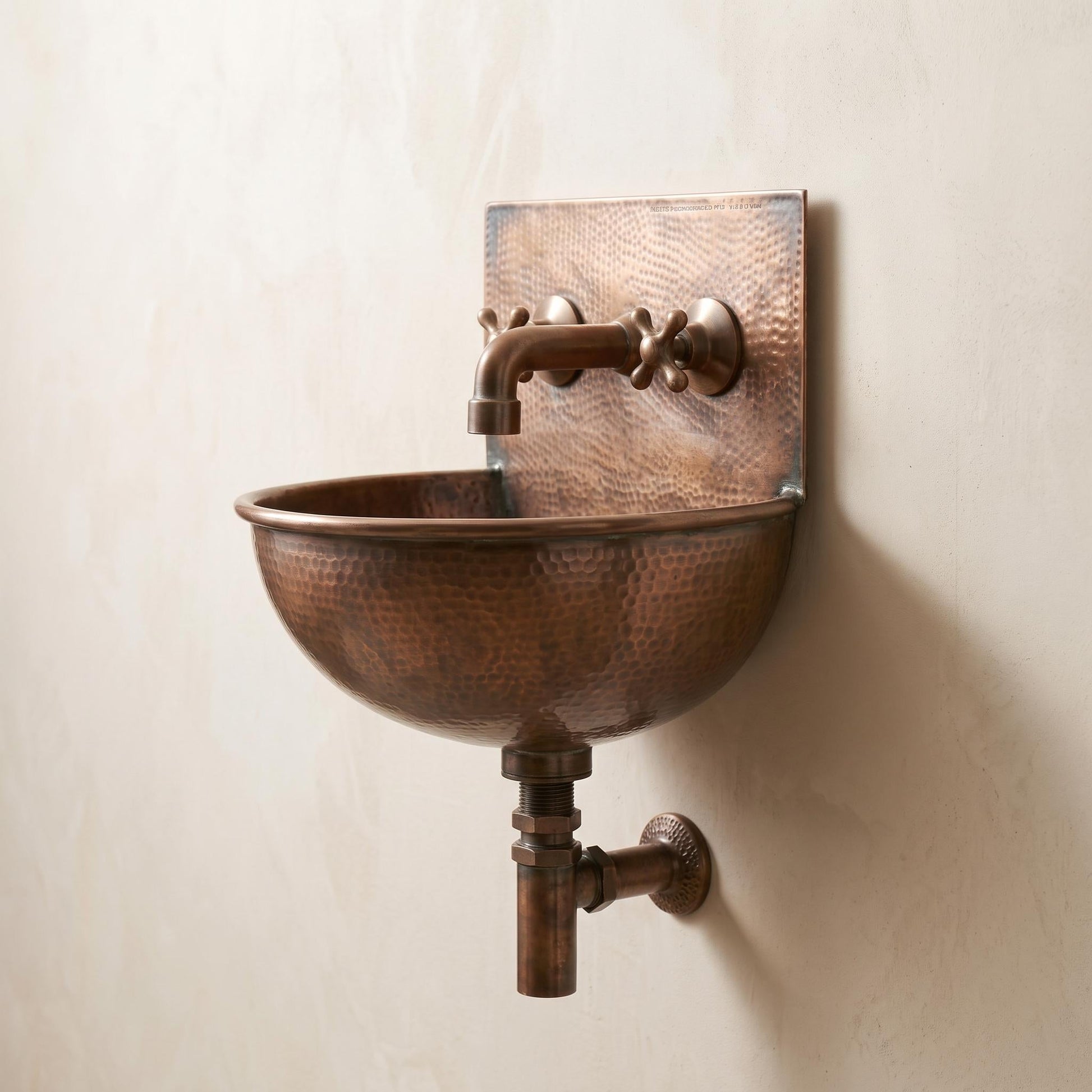 Copper sink aged Wall Mount Sink: Handcrafted Rustic Bathroom Fixture copper bathroom sink - Mettlemix