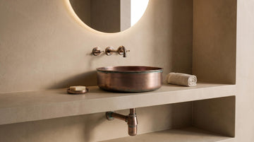 copper Vessel Sink, Round copper Bathroom Sink, Modern Countertop Vanity Basin, Handmade Solid copper Wash Basin,Moroccan Style Wash Basin - Mettlemix