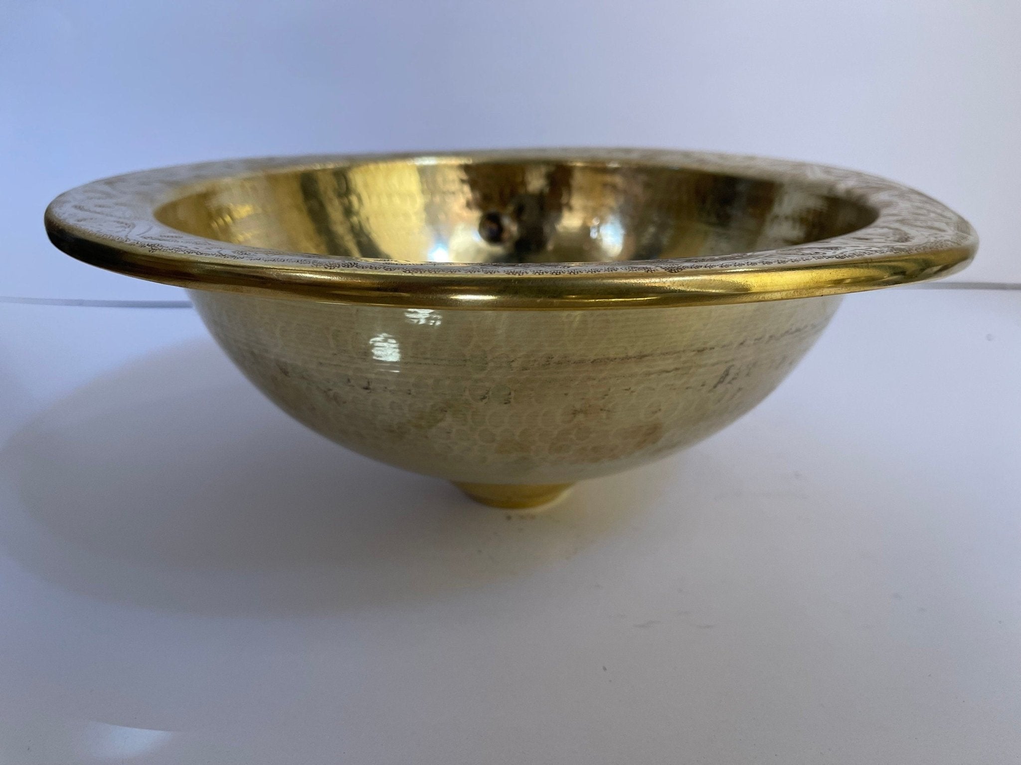 Custom Engraved Brushed Brass Sink - Round Unlacquered Bathroom Basin - Mettlemix
