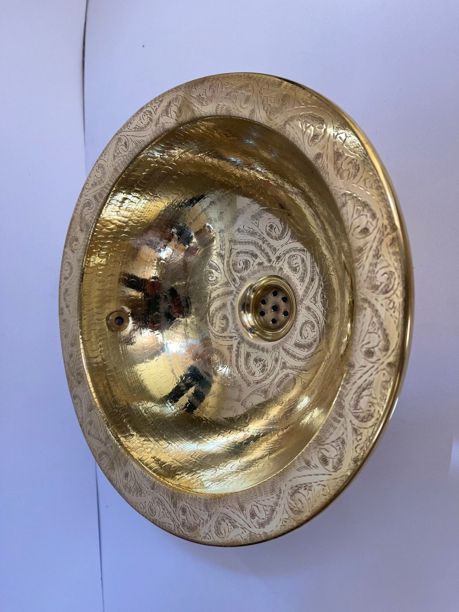 Custom Engraved Brushed Brass Sink - Round Unlacquered Bathroom Basin - Mettlemix