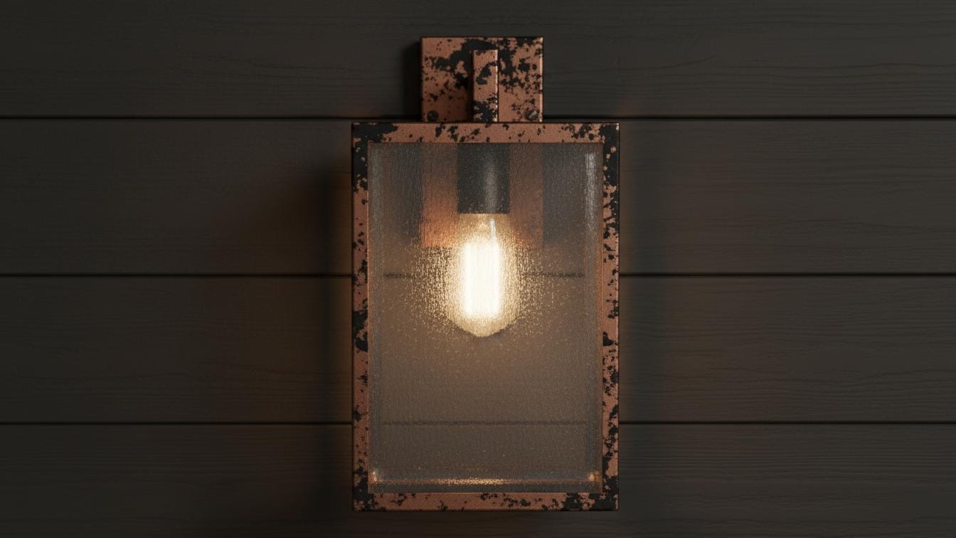Distressed Copper Outdoor Sconce - Black Patina Box Wall Lantern - Mettlemix