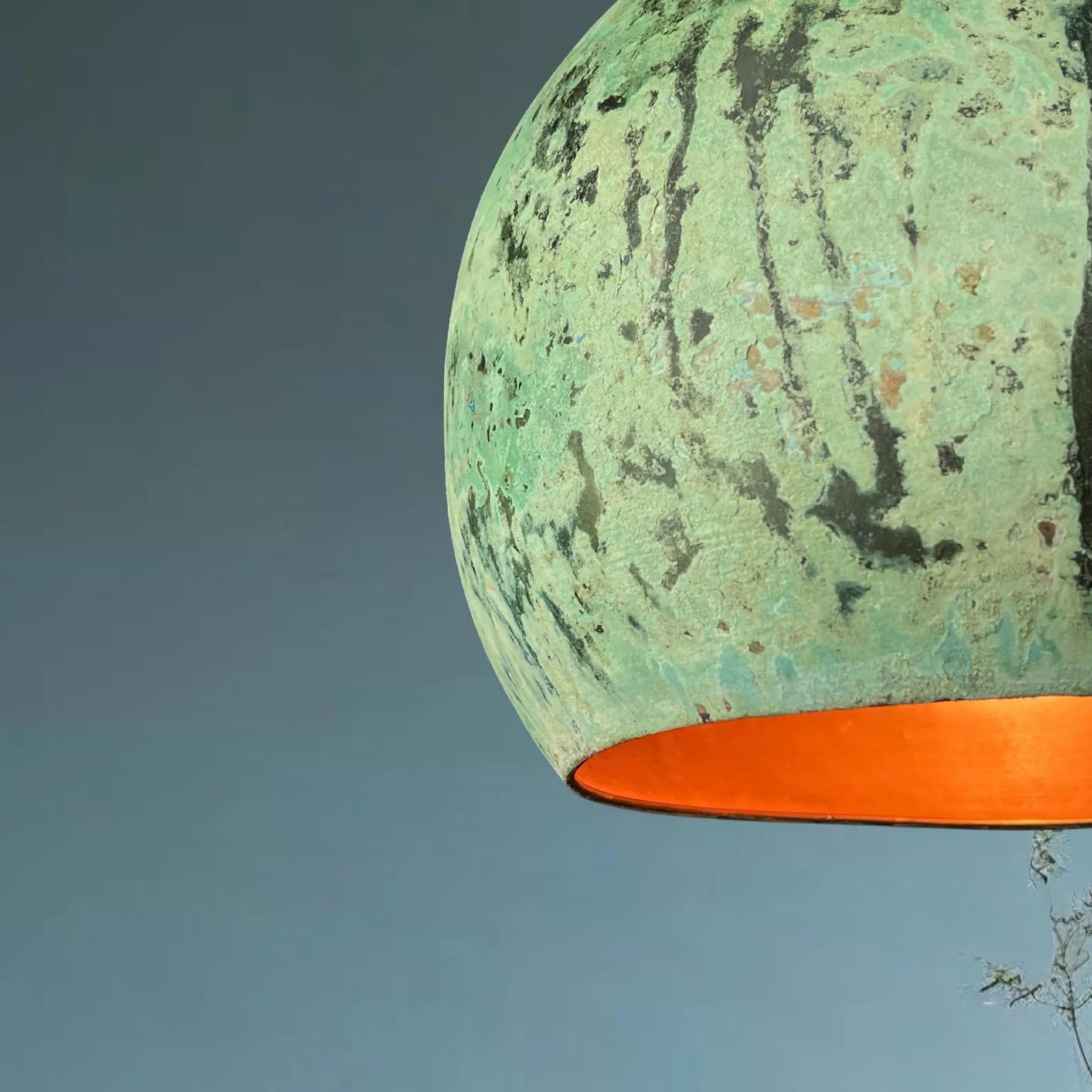 Green Patina Copper Dome Pendant Light - Rustic Modern Kitchen Island Lighting - Mettlemix