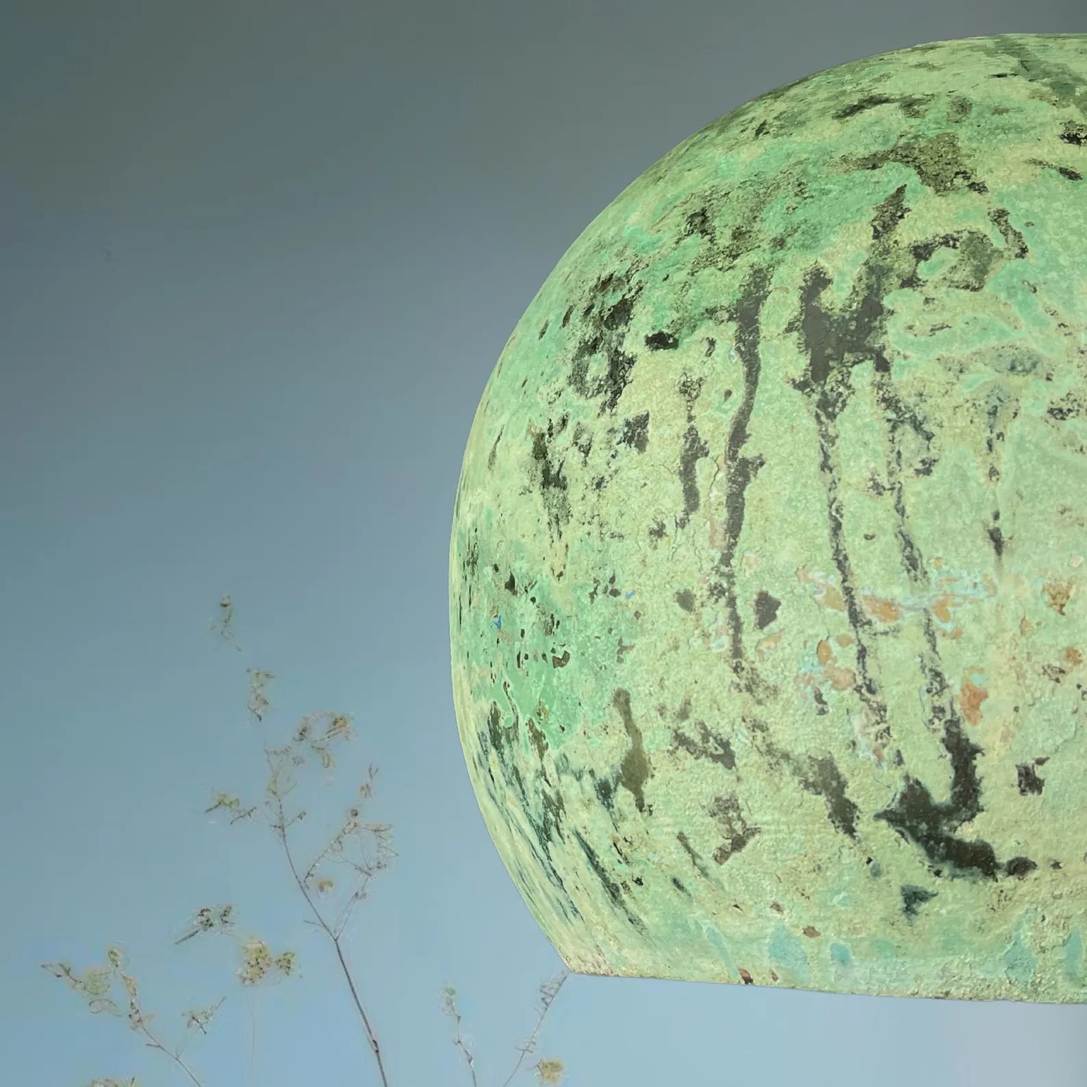 Green Patina Copper Dome Pendant Light - Rustic Modern Kitchen Island Lighting - Mettlemix