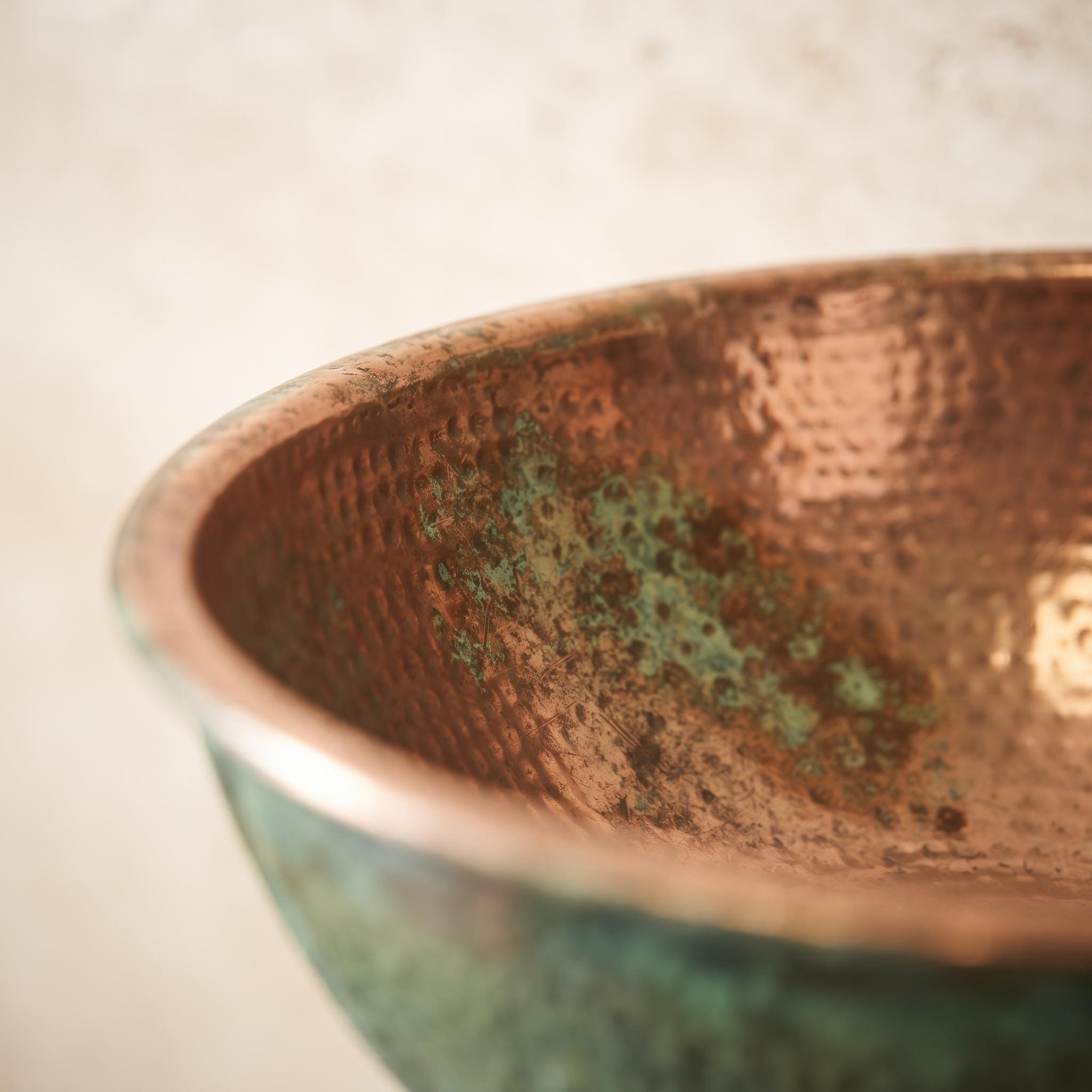Green Patina copper Wall Mount Sink: Handcrafted Rustic Bathroom Fixture - Mettlemix