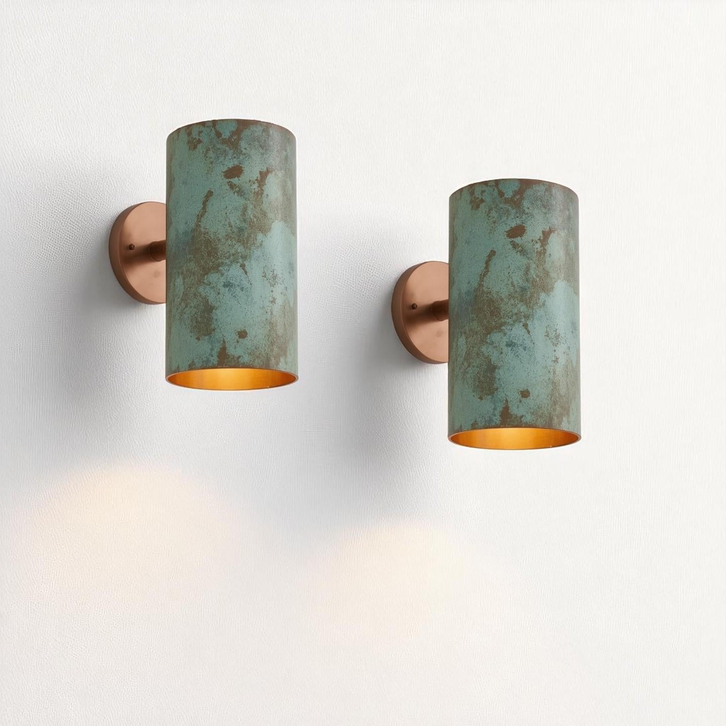 Green Patina Copper Wall Sconce: Handmade Rustic Indoor/Outdoor Light - Mettlemix