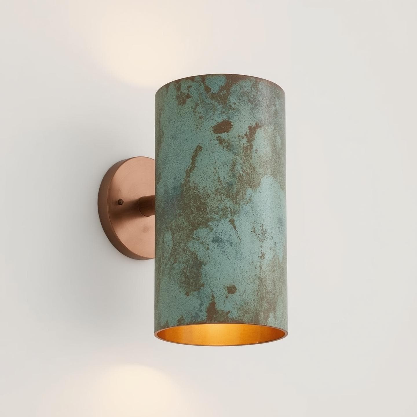 Green Patina Copper Wall Sconce: Handmade Rustic Indoor/Outdoor Light - Mettlemix
