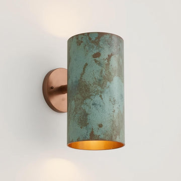 Green Patina Copper Wall Sconce: Handmade Rustic Indoor/Outdoor Light - Mettlemix