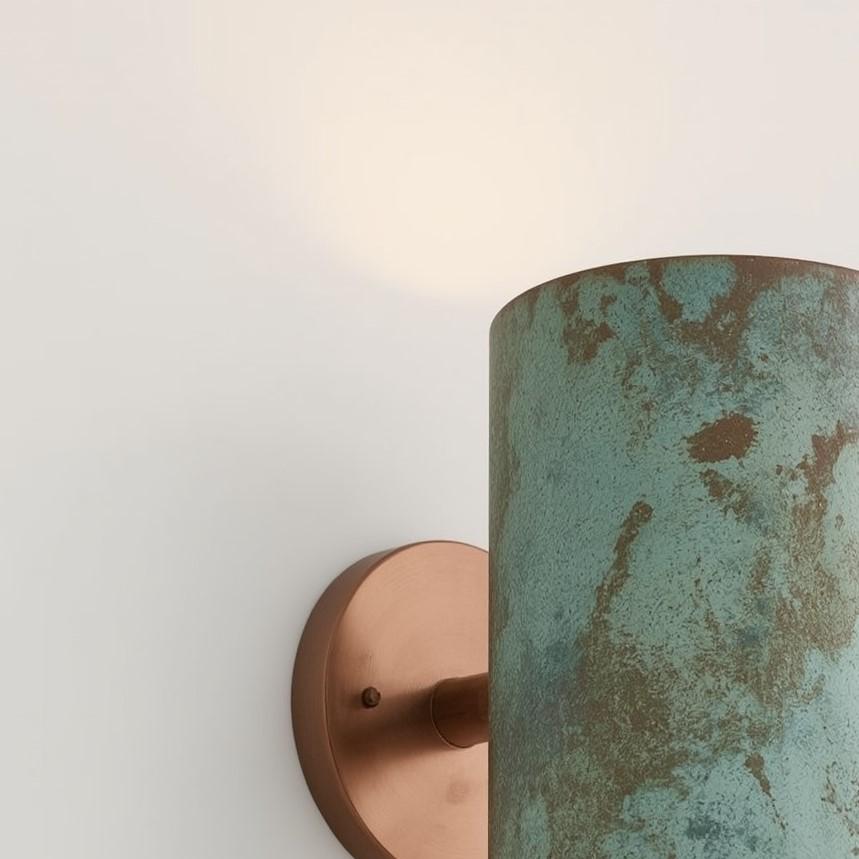 Green Patina Copper Wall Sconce: Handmade Rustic Indoor/Outdoor Light - Mettlemix