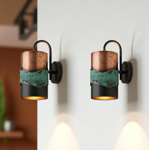 Green Patina Copper Wall Sconce - Rustic Cylinder Outdoor Light - Mettlemix