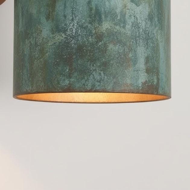 Green Patina Copper Wall Sconce: Rustic Modern Cylinder Light - Mettlemix
