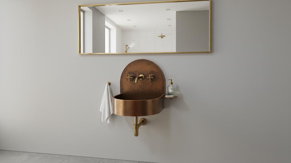 Hammered Antique Copper Wall Mount Sink - Artisan Vanity Basin - Mettlemix
