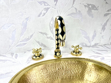 Hammered Brass Drop-In Sink & Faucet Set - Resin & Bone Inlay - Mettlemix