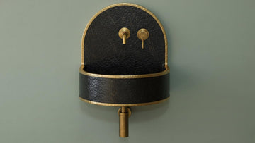Hammered Brass Wall Mount Sink - Black Patina Floating Basin - Mettlemix