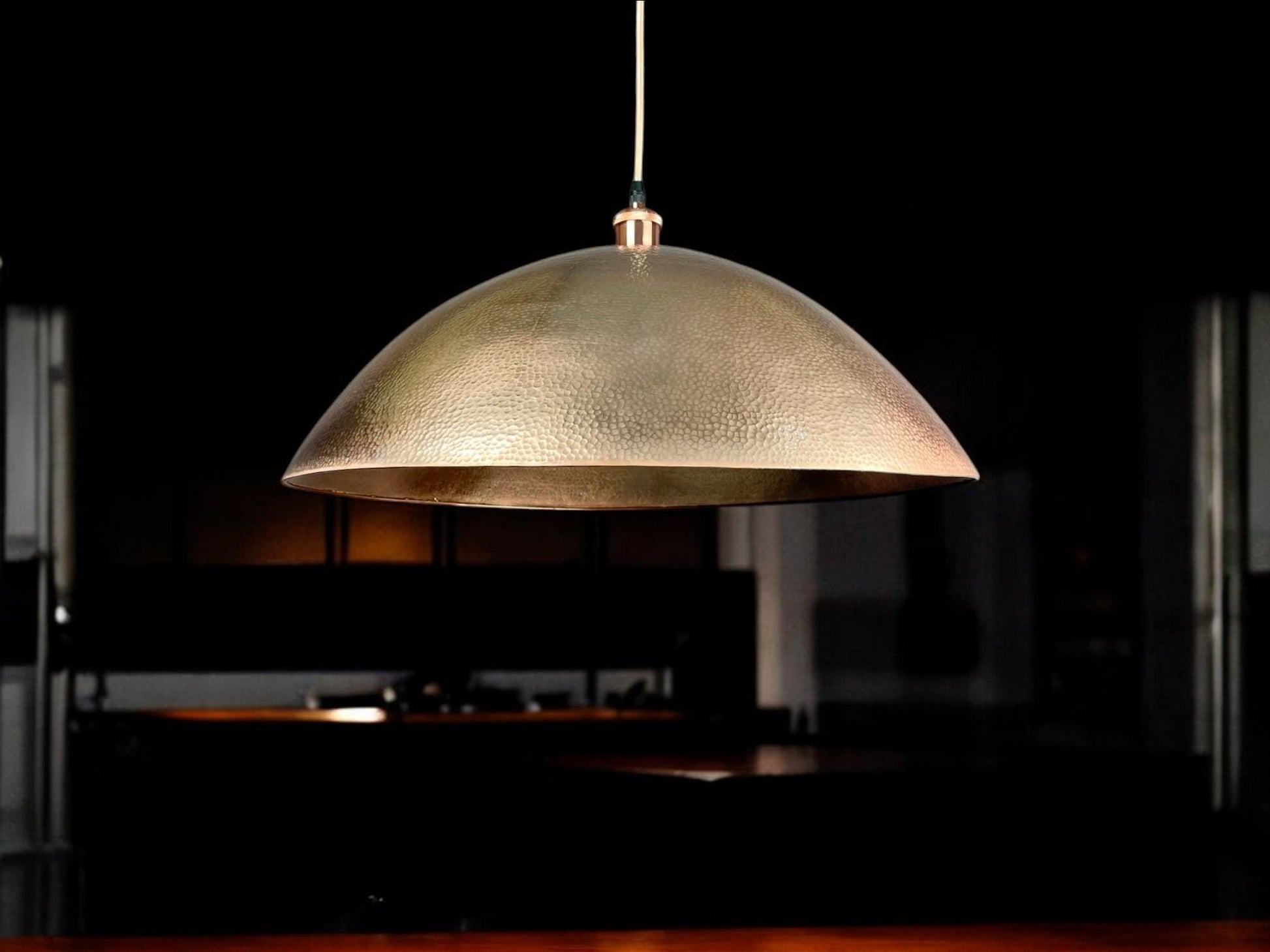 Hammered Copper Dome Pendant Light - Antique Patina Kitchen Island Lamp - Mettlemix