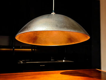 Hammered Copper Dome Pendant Light - Antique Patina Kitchen Island Lamp - Mettlemix