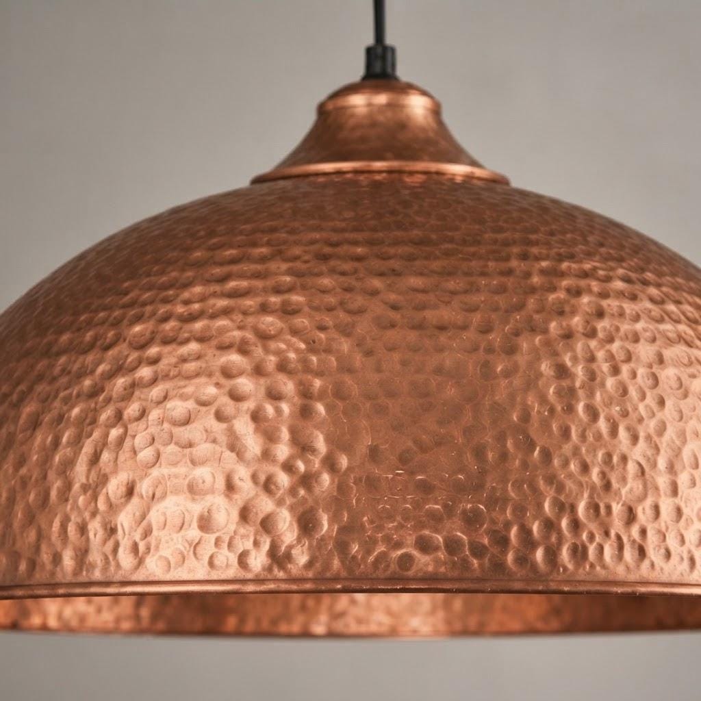 Hammered Copper Dome Pendant Light - copper Industrial Ceiling Lamp - Mettlemix