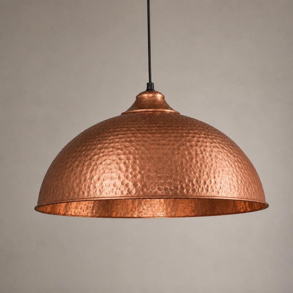 Hammered Copper Dome Pendant Light - copper Industrial Ceiling Lamp - Mettlemix