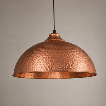 Hammered Copper Dome Pendant Light - copper Industrial Ceiling Lamp - Mettlemix