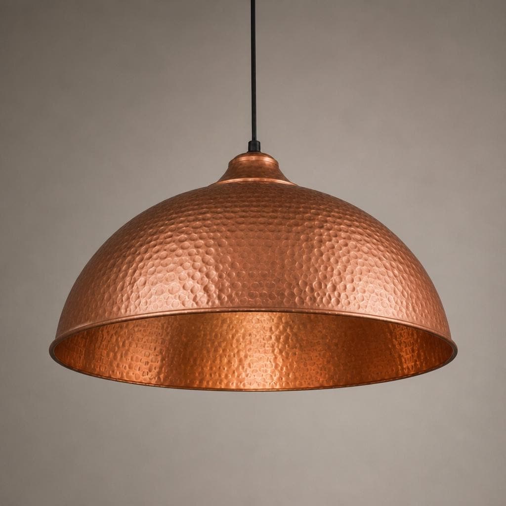 Hammered Copper Dome Pendant Light - copper Industrial Ceiling Lamp - Mettlemix