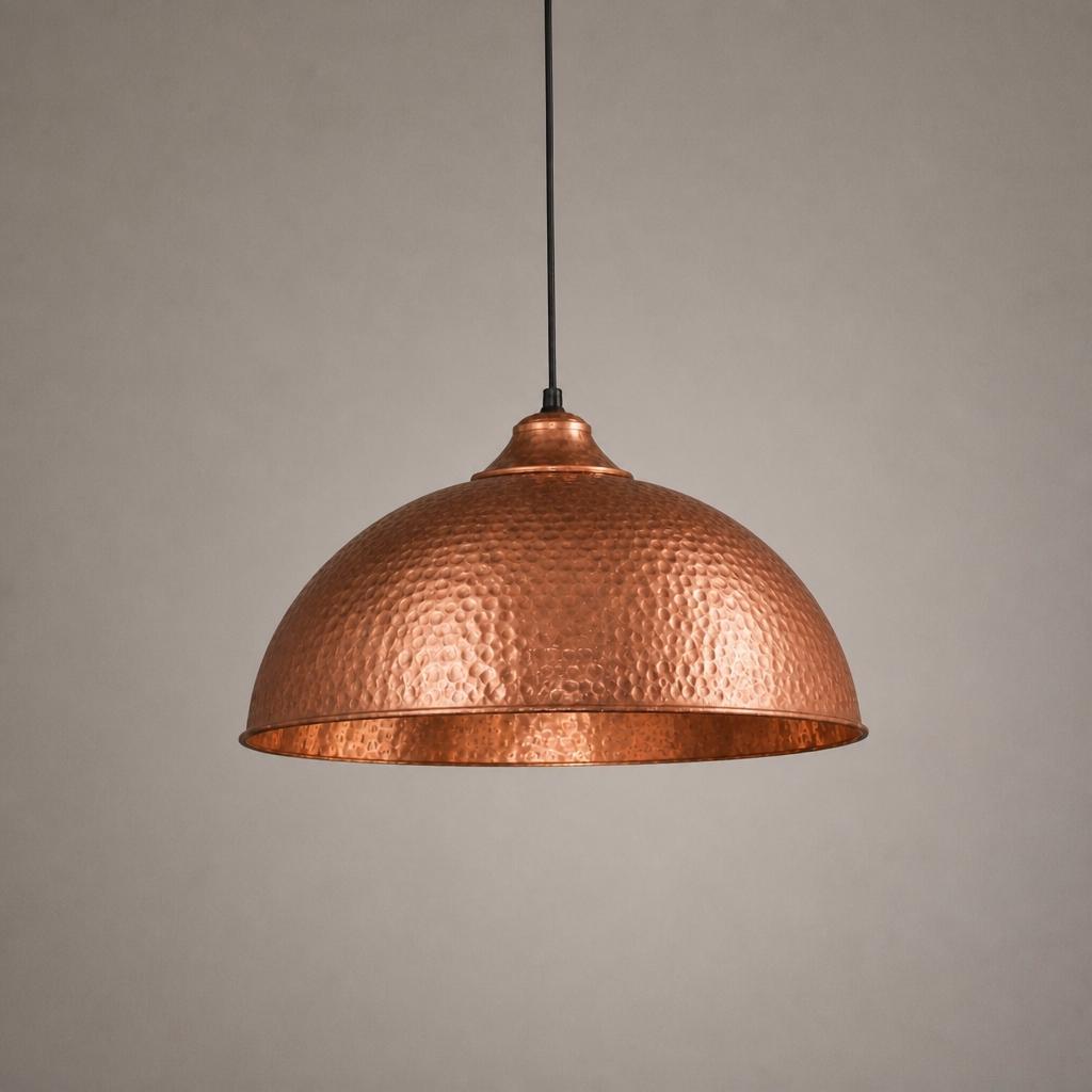 Hammered Copper Dome Pendant Light - copper Industrial Ceiling Lamp - Mettlemix
