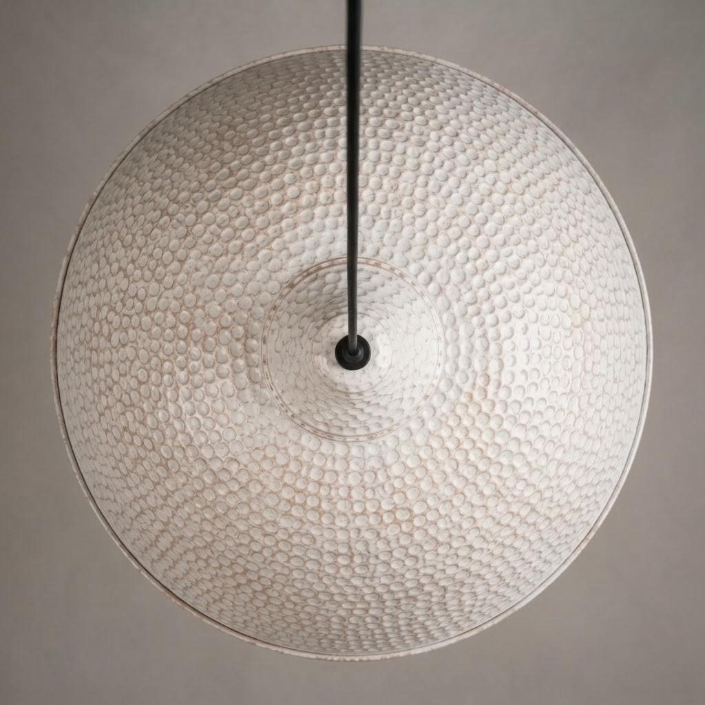 Hammered Copper Dome Pendant Light - white Industrial Ceiling Lamp - Mettlemix