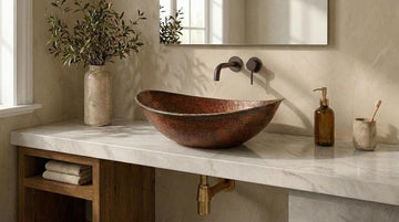 Hammered Copper Vessel Sink – Oval Bathroom Sink, Rustic Copper Vanity Basin, Handmade Luxury Countertop Sink, Farmhouse Wash Basin - Mettlemix