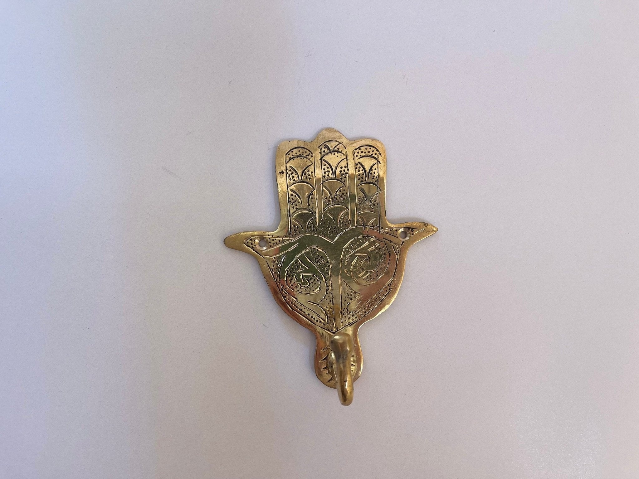Hand-Engraved Solid Brass Hamsa Wall Hook - Unlacquered Coat Hanger - Mettlemix