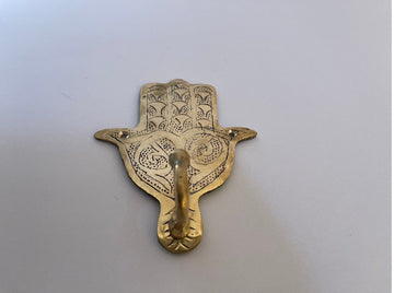 Hand-Engraved Solid Brass Hamsa Wall Hook - Unlacquered Coat Hanger - Mettlemix