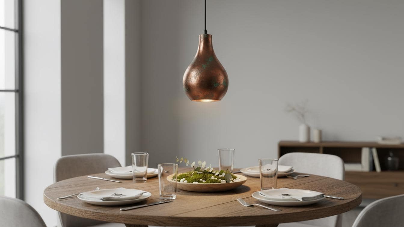 Hand - Hammered Antique Copper Teardrop Pendant Light - Rustic Lamp - Mettlemix