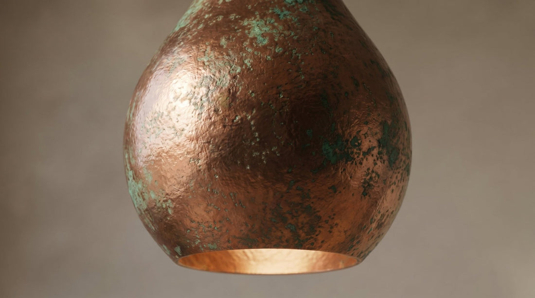 Hand-Hammered Antique Copper Teardrop Pendant Light - Rustic Lamp - Mettlemix