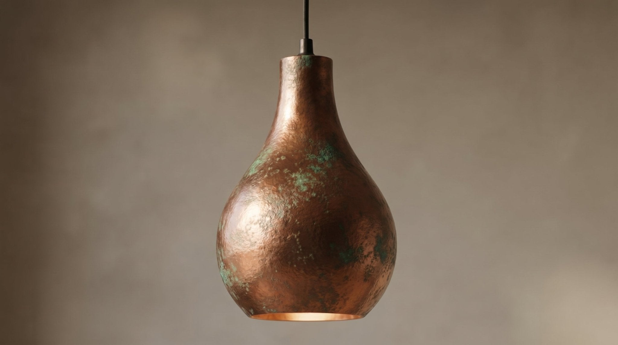 Hand-Hammered Antique Copper Teardrop Pendant Light - Rustic Lamp - Mettlemix