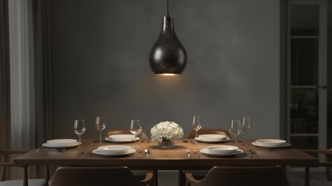 Hand-Hammered Black Copper Teardrop Pendant Light - Industrial Lamp - Mettlemix