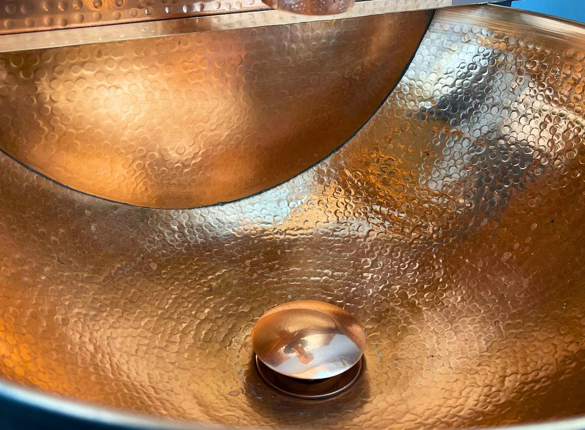 Hand-Hammered Black Copper Wall Mount Sink - Moroccan Basin - Mettlemix