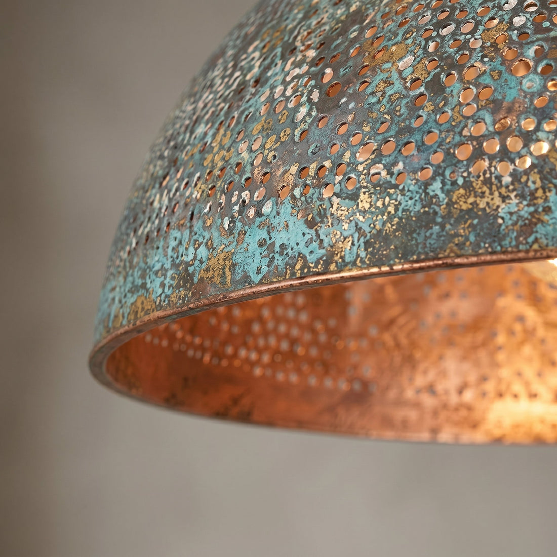 Hand-Hammered Blue Patina Copper Pendant Light - Mettlemix