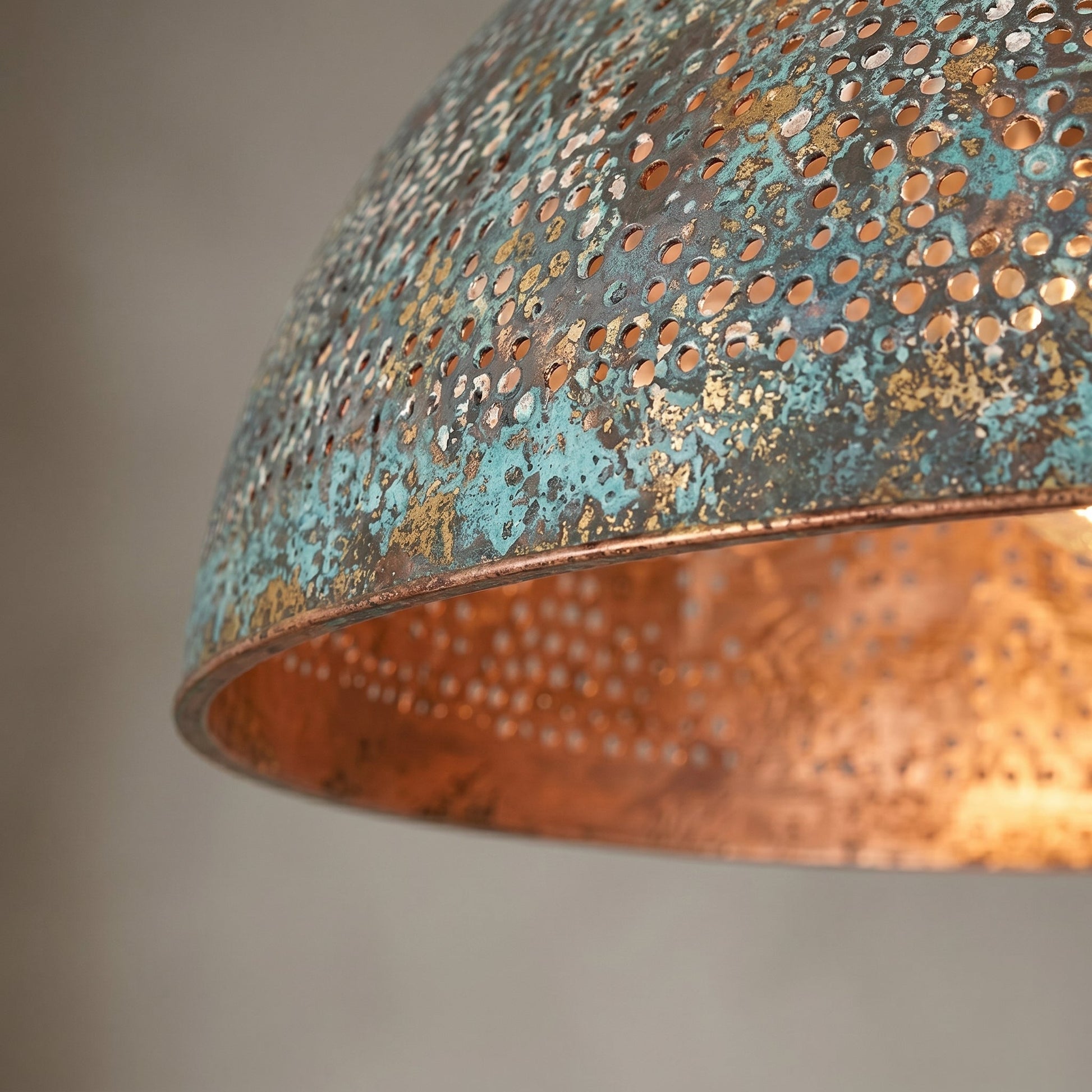 Hand-Hammered Blue Patina Copper Pendant Light - Mettlemix