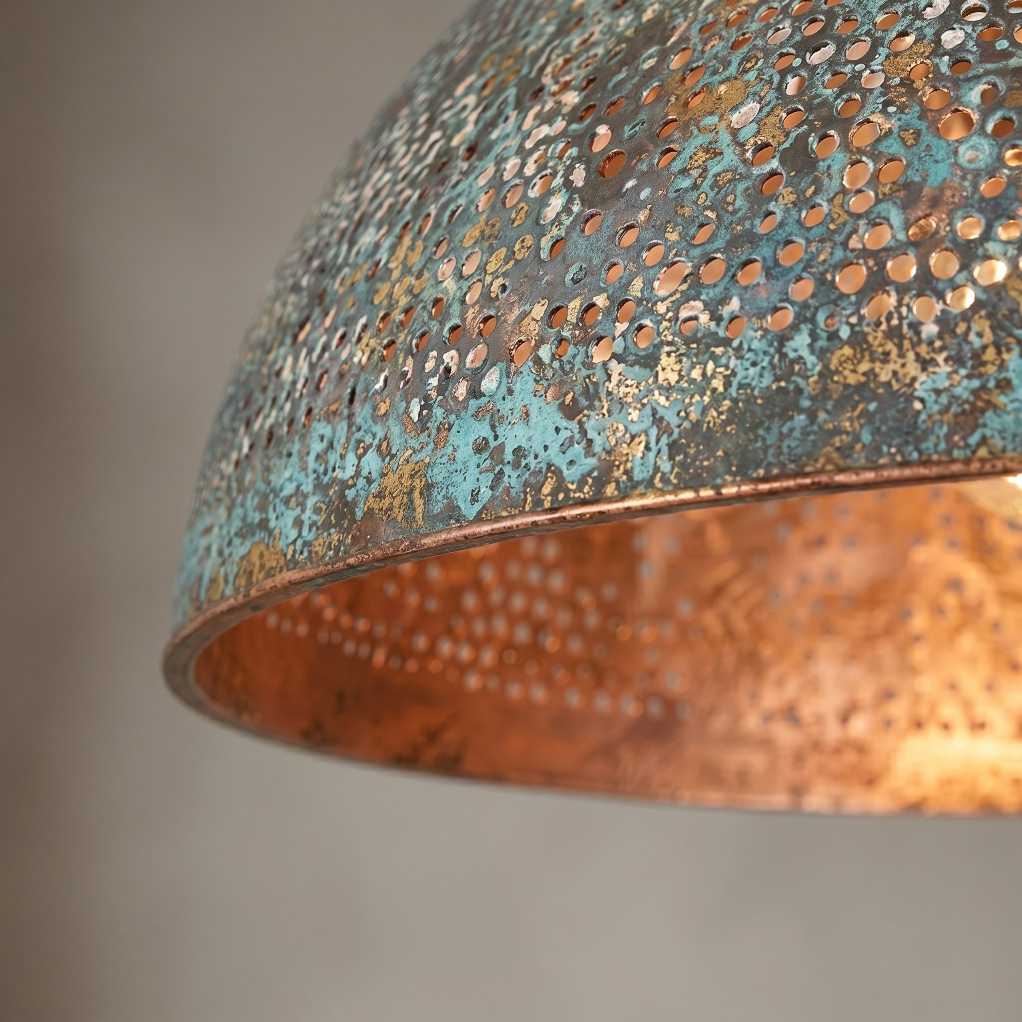 Hand-Hammered Blue Patina Copper Pendant Light - Mettlemix