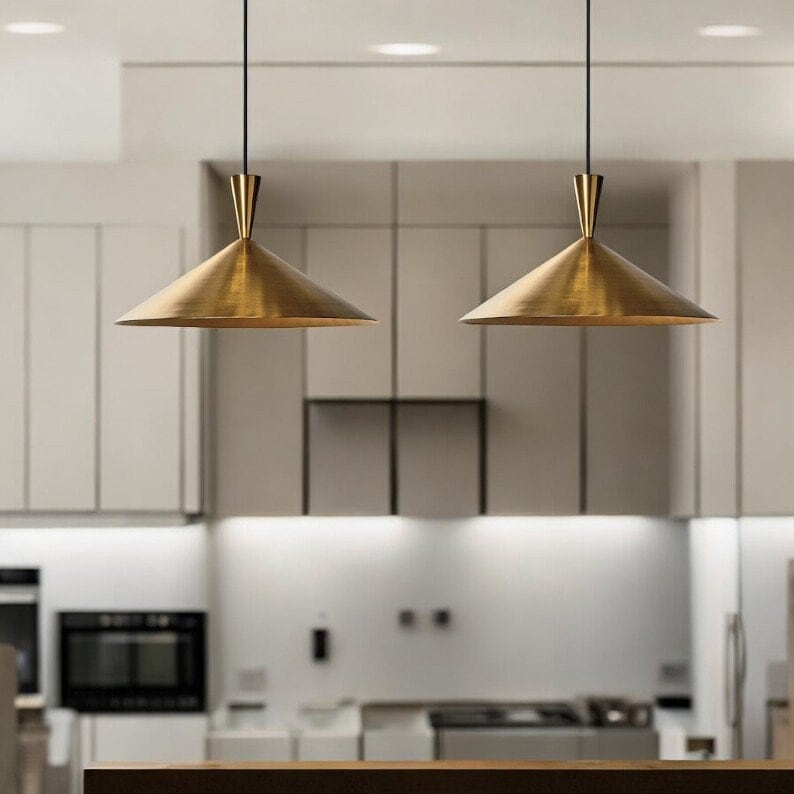 Hand-Hammered Brass Dome Pendant Light - Kitchen Island Fixture - Mettlemix