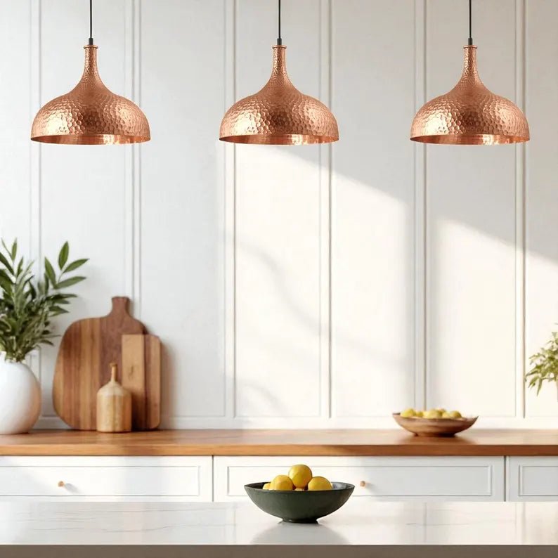 Hand-Hammered Copper Pendant Light - Vintage Farmhouse Light Fixture - Mettlemix