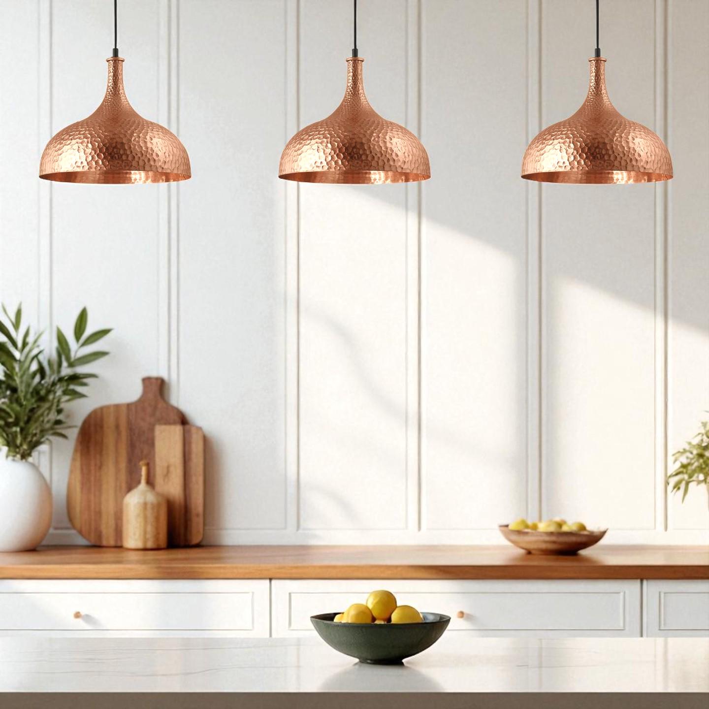 Hand-Hammered Copper Pendant Light: Vintage Farmhouse Light Fixture - Mettlemix