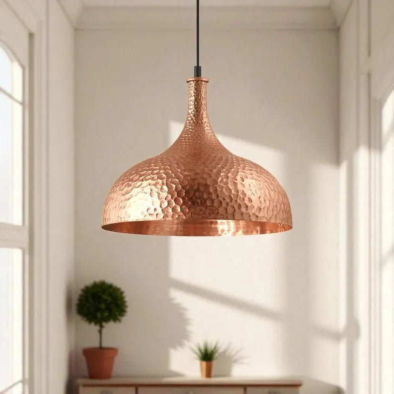 Hand-Hammered Copper Pendant Light - Vintage Farmhouse Light Fixture - Mettlemix