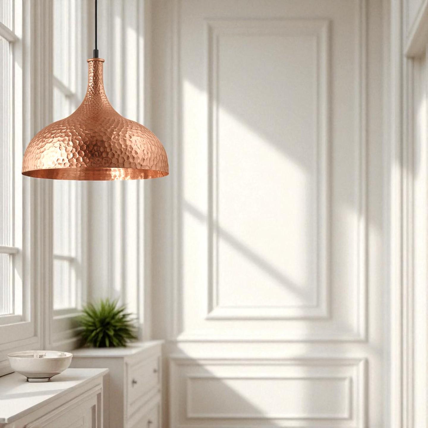 Hand-Hammered Copper Pendant Light: Vintage Farmhouse Light Fixture - Mettlemix