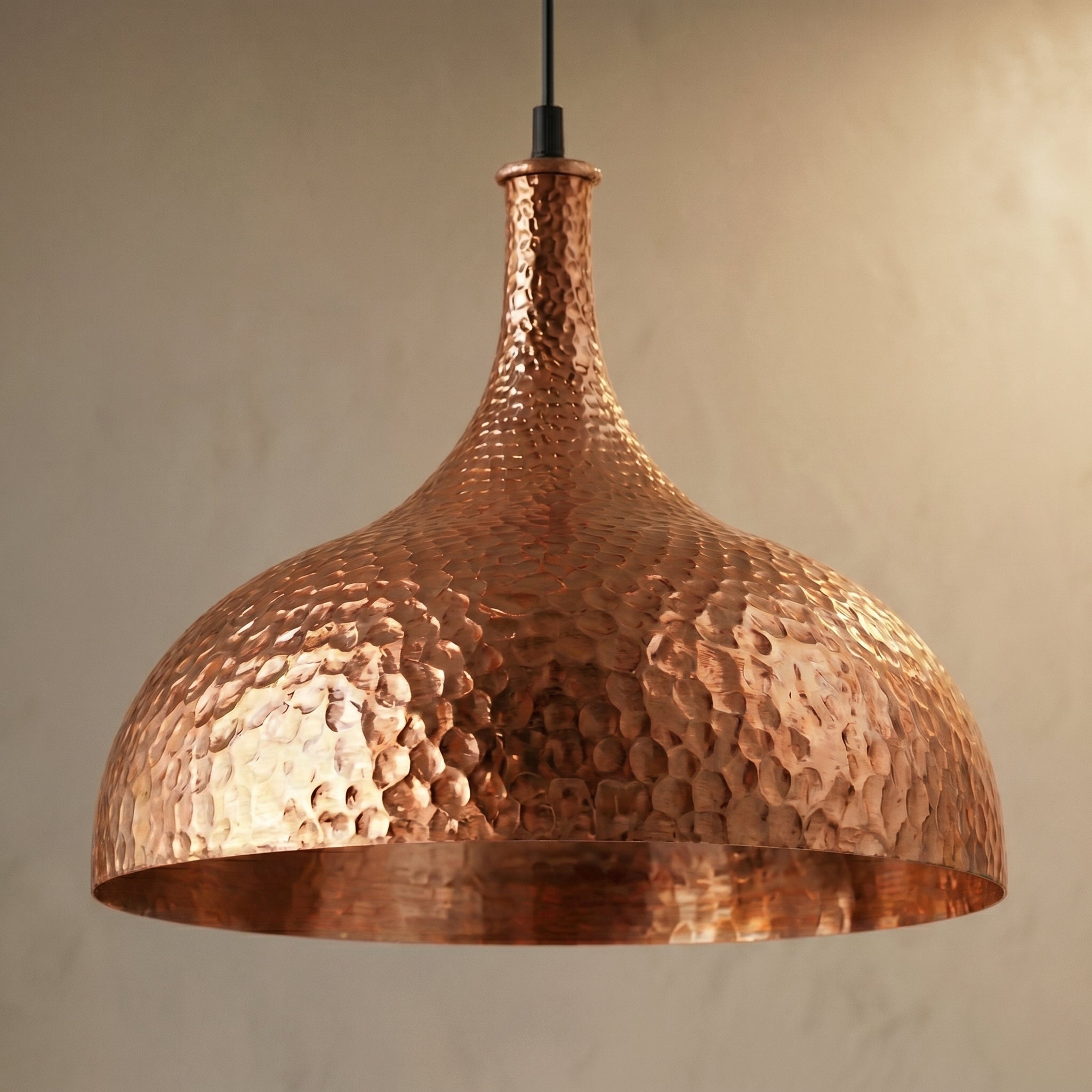 Hand-Hammered Copper Pendant Light - Vintage Farmhouse Light Fixture - Mettlemix
